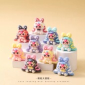 植绒气鼓鼓兔娃萌粒摆件卡通可爱桌面装 饰品潮玩公仔创意礼品批发