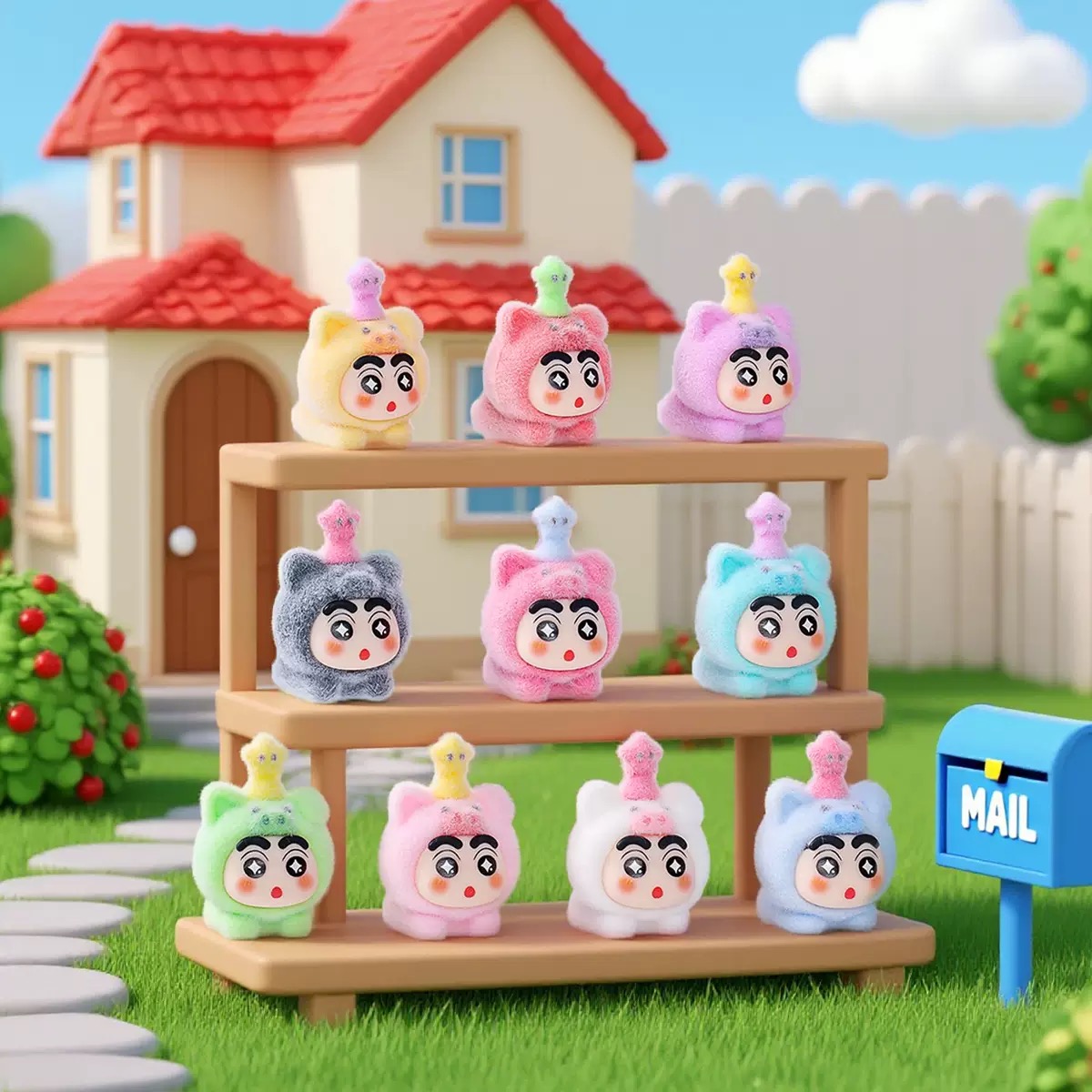 植绒小新趴趴猪萌粒摆件卡通可爱桌面装饰品潮玩公仔创意礼品批发