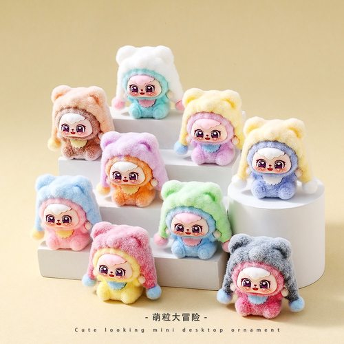 植绒老虎帽豆包萌粒摆件可爱卡通桌面装饰品潮玩公仔创意礼品批发