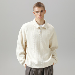 FEI OREETA复古老钱风420g重磅质感提花翻领卫衣廓形套头衫外套