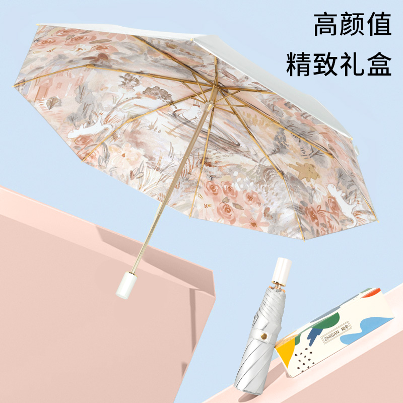 【精品】晴雨伞防晒伞防紫外线太阳伞晴雨伞钛银遮阳伞UFP50+