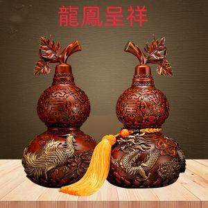 全铜龙凤葫芦摆件客厅玄关店铺卧室大特大号开盖婚房装饰工艺礼品