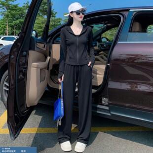 冰丝防晒衣休闲运动套装女夏季薄款小个子户外防紫外线跑步两件套