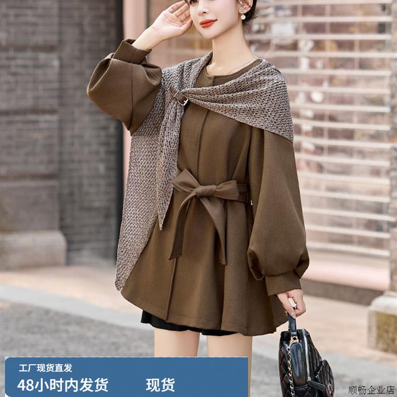 风衣女中长款2025秋季新款小个子韩系巨好看的高级感咖色收腰外套
