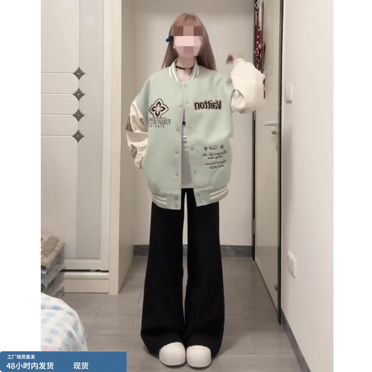 小个子黑色直筒牛仔裤女秋冬2025新款初中高中学生低腰显瘦阔腿裤