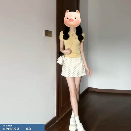 白色波点a字高腰半身裙子女夏季2026新款小个子气质显瘦包臀短裙