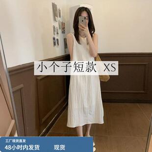海边度假气质长裙xs 子女夏150穿搭法式 145小矮个子无袖 背心洋装