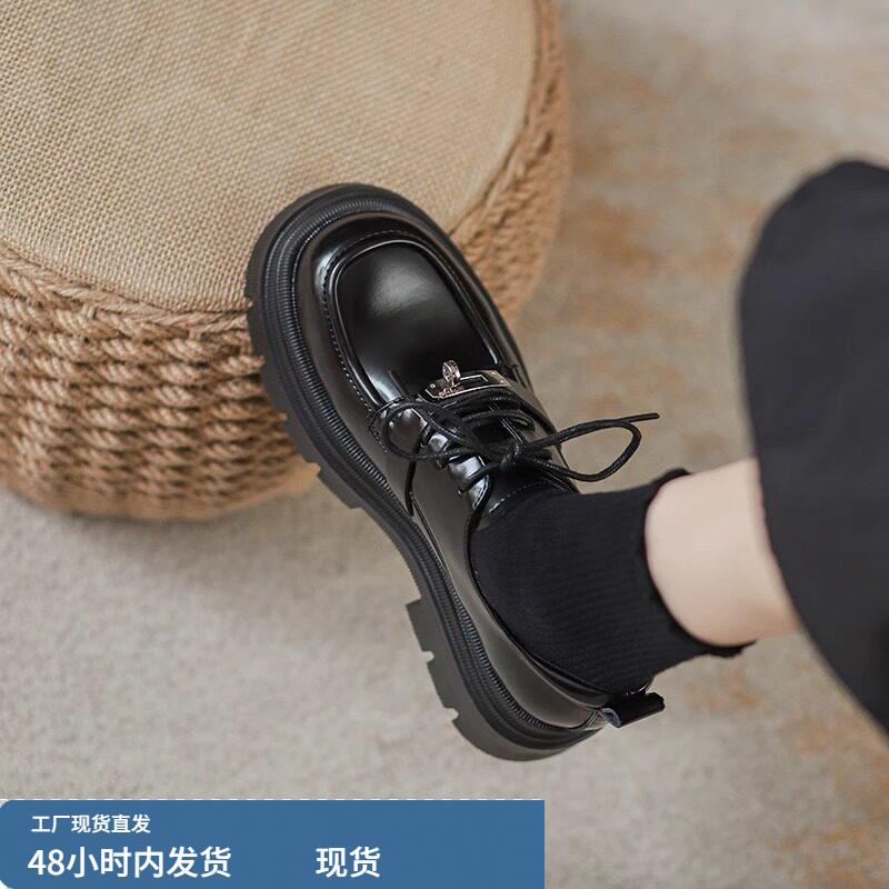 真皮厚底内增高小皮鞋女款202工矿鞋