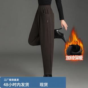 加戎加厚小脚裤修身休闲裤女高腰2025新款时尚哈伦裤铅笔裤宽松