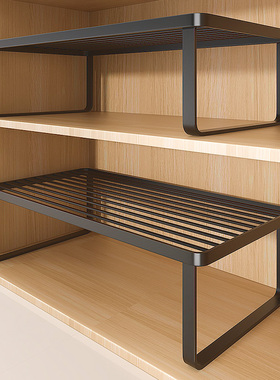 厨房橱柜内置物架柜子分层架台面隔板放锅具碗碟调料灶台下收纳架