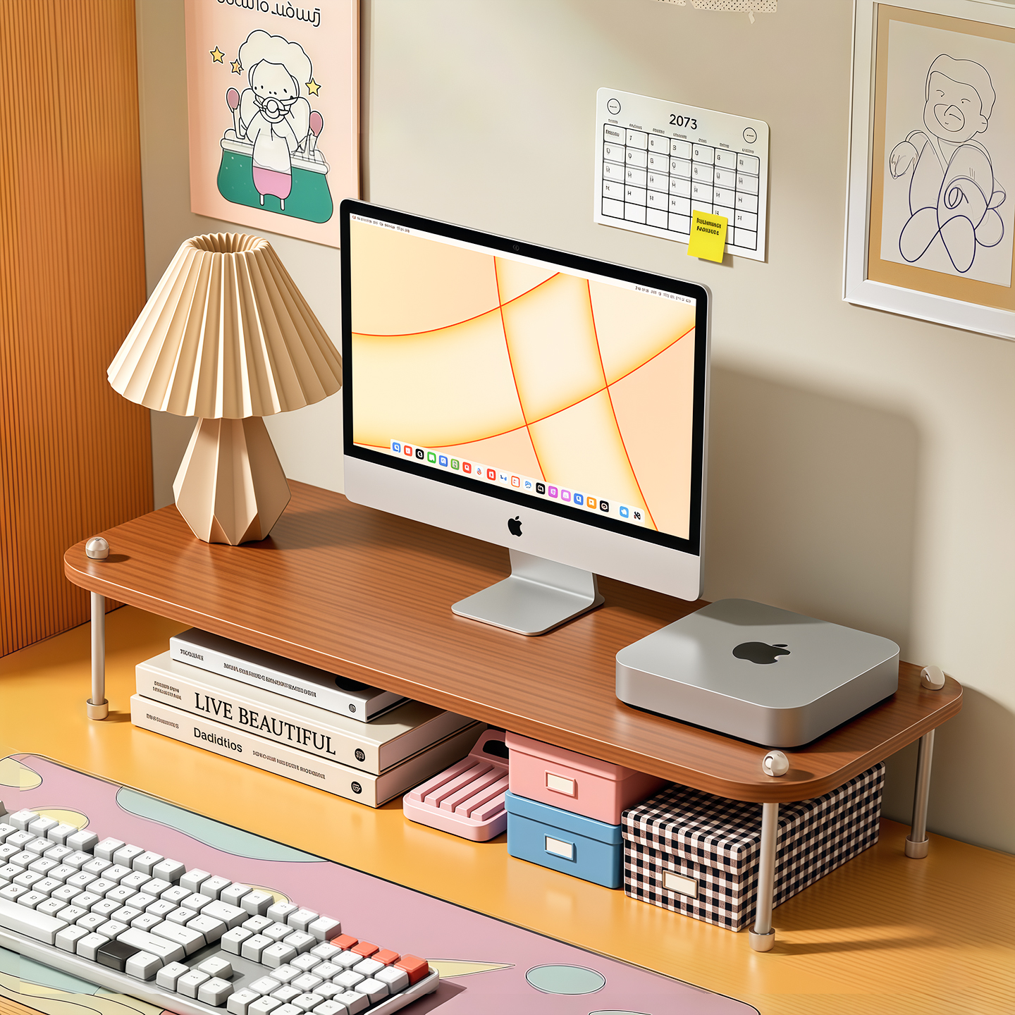 宿舍办公室桌面多功能分层散热架