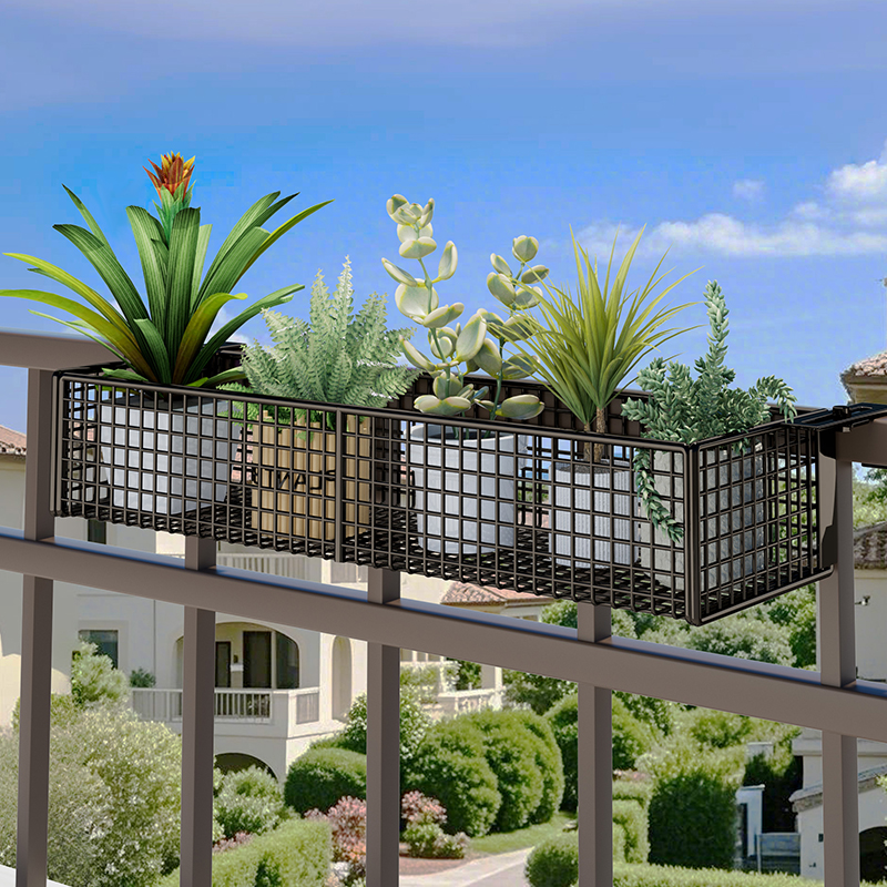 阳台花架置物架悬挂护栏栏杆窗台花盆托 托架挂式花盆架多肉铁艺