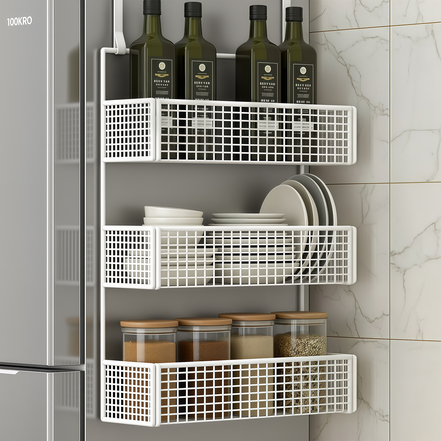 冰箱侧置物架免打孔多功能收纳架