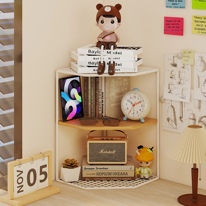 宿舍置物架桌面分层一体式收纳架书本摆放架小书架转角落地放置架