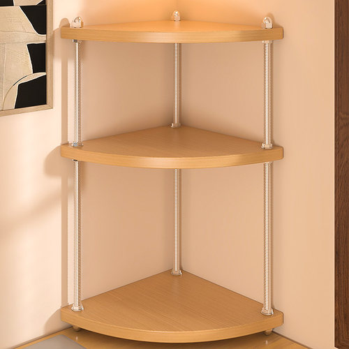 中古风间距可调墙角置物架