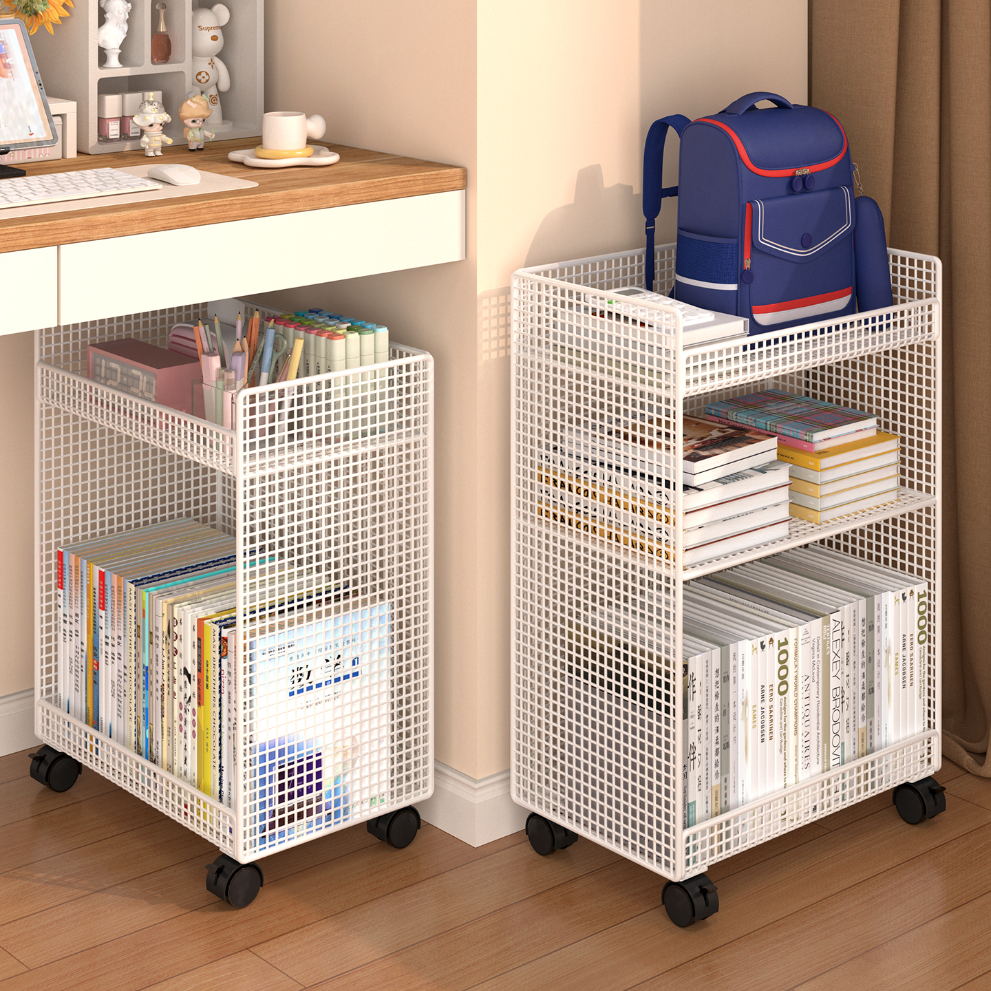 带滑轮可移动多层置物架