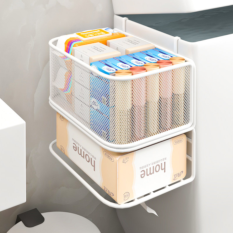 马桶侧边置物架卫浴用品摆放架水箱旁免打孔收纳架分层悬挂式挂架