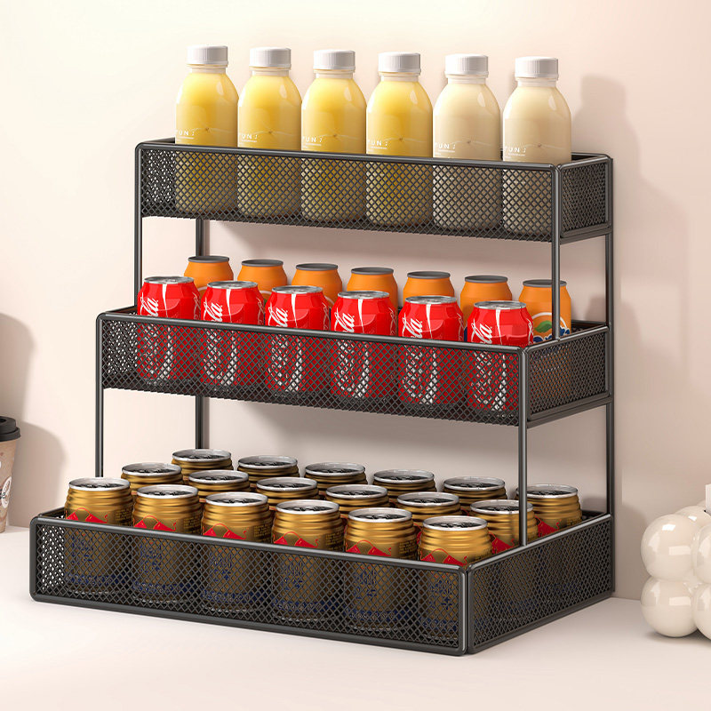 饮料置物架桌面分层收纳盒家用摆放架商品铁艺展示架阶梯陈列货架