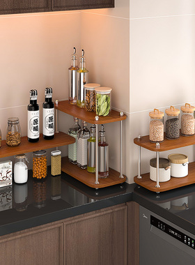 中古风厨房置物架多功能多层收纳架调料品小型架各种神器转角台面