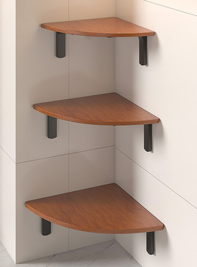 厨房转角调料收纳架免打孔家用油盐瓶罐三角置物架拐角壁挂锅架子