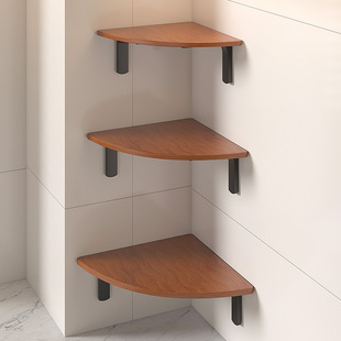 厨房转角调料收纳架免打孔家用油盐瓶罐三角置物架拐角壁挂锅架子