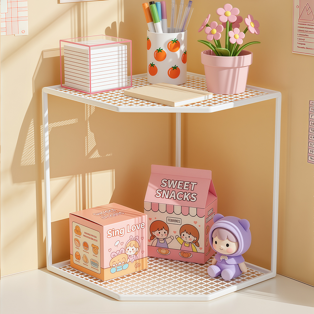 办公室转角架免安装一体式置物架