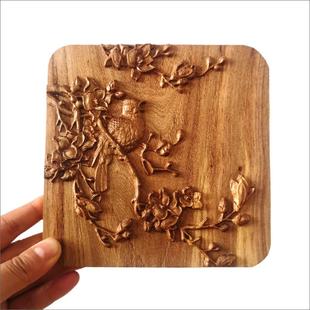 实木雕隔断镂空雕花木板画装饰中式柜门床沙发家具洋花角花木贴花