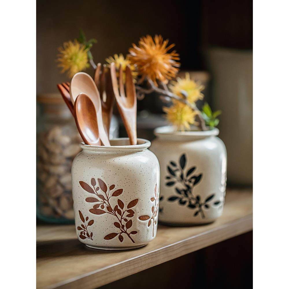 巷子尾〖古朴手绘〗复古陶瓷收纳罐餐桌装饰品创意摆件高颜值花瓶,餐饮具,瓶/罐,淘宝优惠券,粉丝福利购,淘宝优惠卷