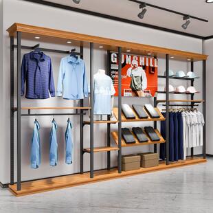覆古男装货架实木服装店展示架陈列架落地式商场组合展柜挂衣架子