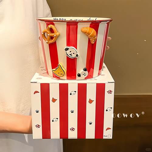 治愈系小物纽扣小狗陶瓷小食碗家用汤碗面碗零食炸鸡薯条桶爆米花