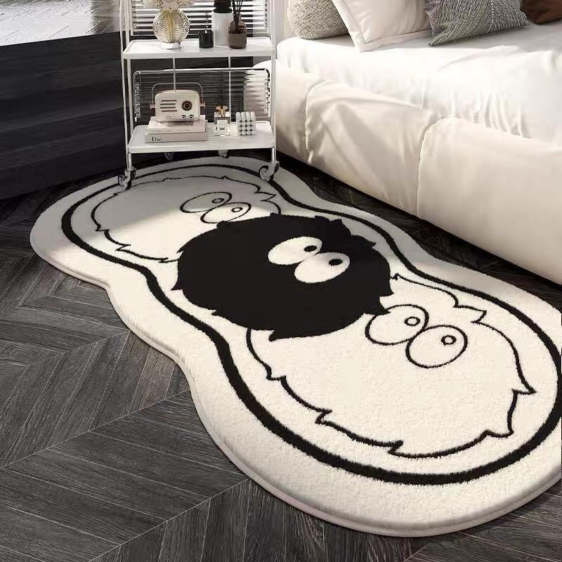 煤球黑白地毯彷羊绒床边毯地毯卧室沙发地毯客厅地毯飘窗地垫定制
