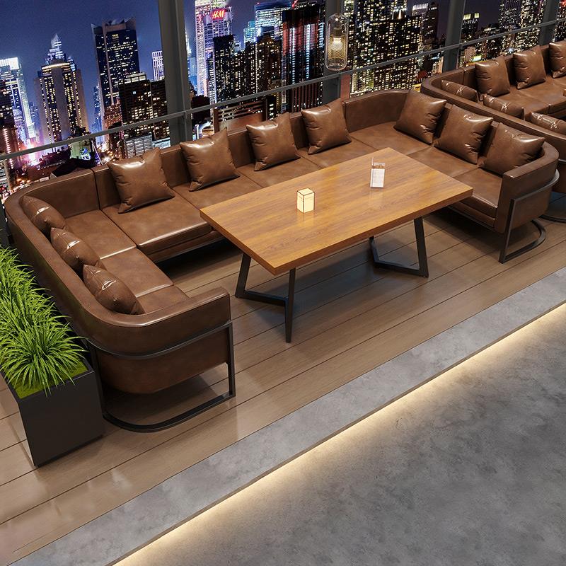 复古酒吧桌椅咖啡厅清音乐餐吧卡座沙发烧烤店商用UL型小酒馆沙发