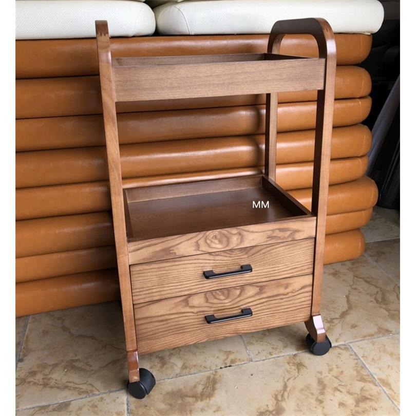美容院欧式实木美容美发多功能推车双层抽屉美容床工具美甲小推车