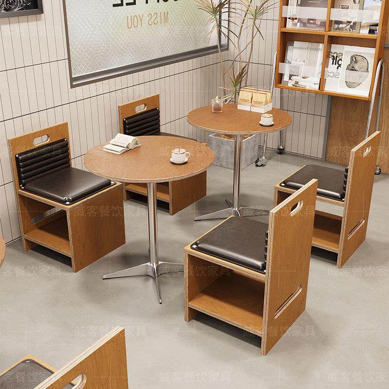 复古咖啡厅甜品店海洋板桌椅组合网红奶茶店甜品店蛋糕烘店