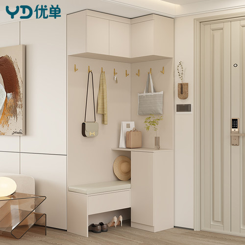 简约现代L型转角玄关柜鞋柜一体