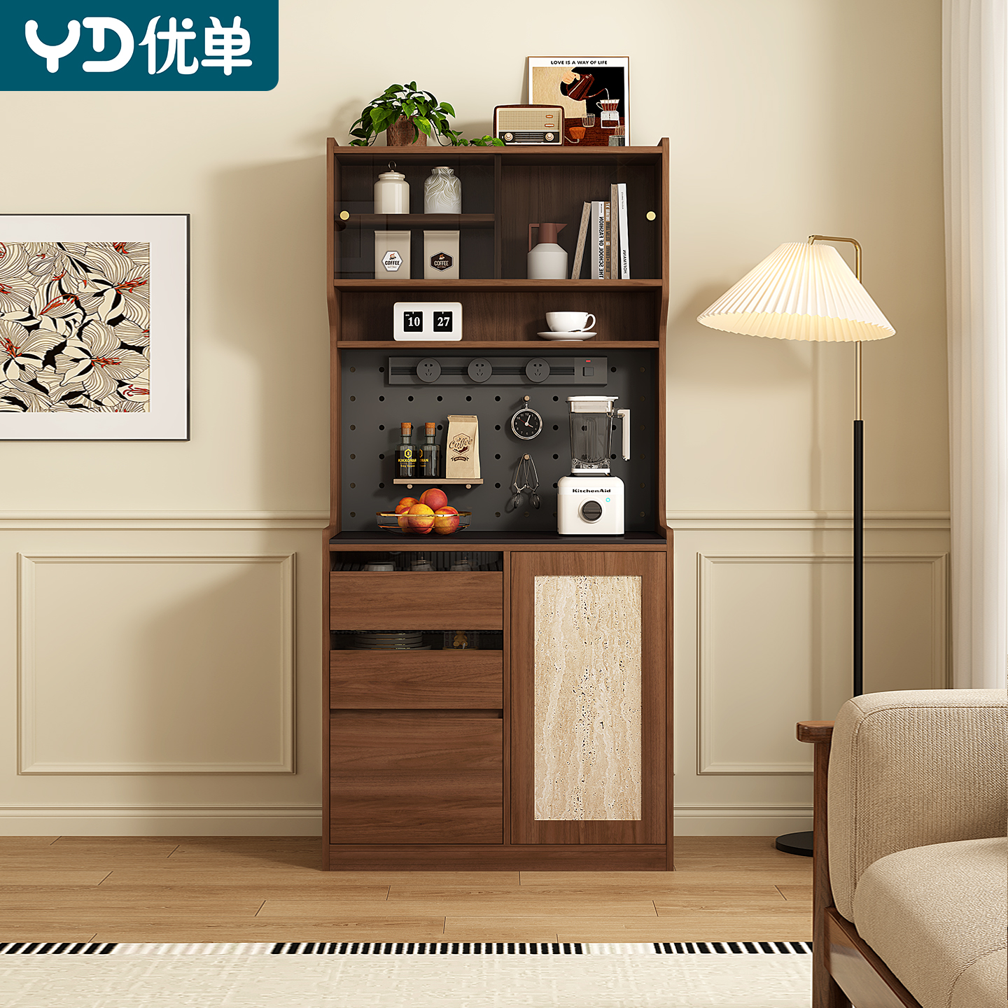 新款中古风洞洞板餐边柜