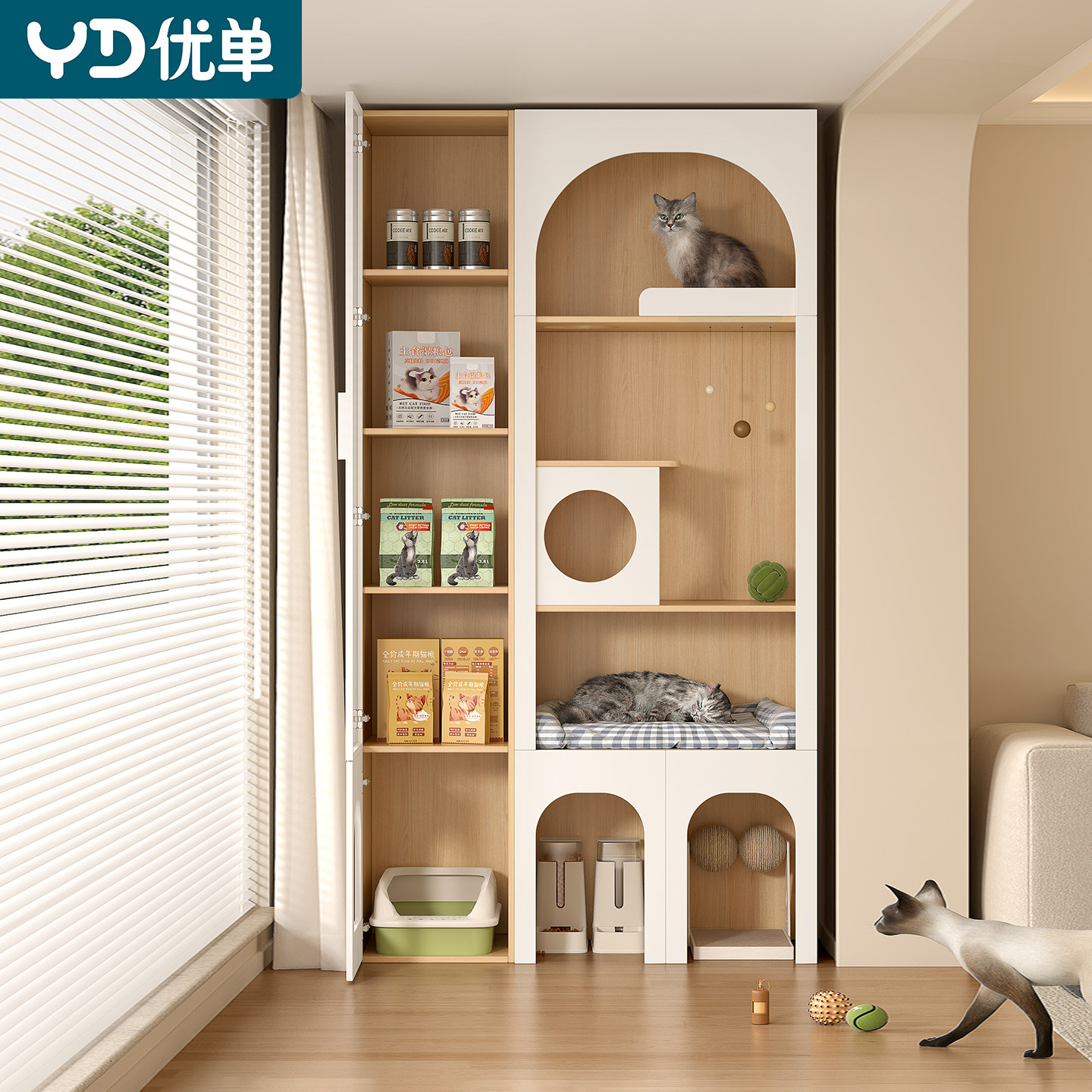 新型猫爬架猫别墅猫窝猫砂柜猫舍图片