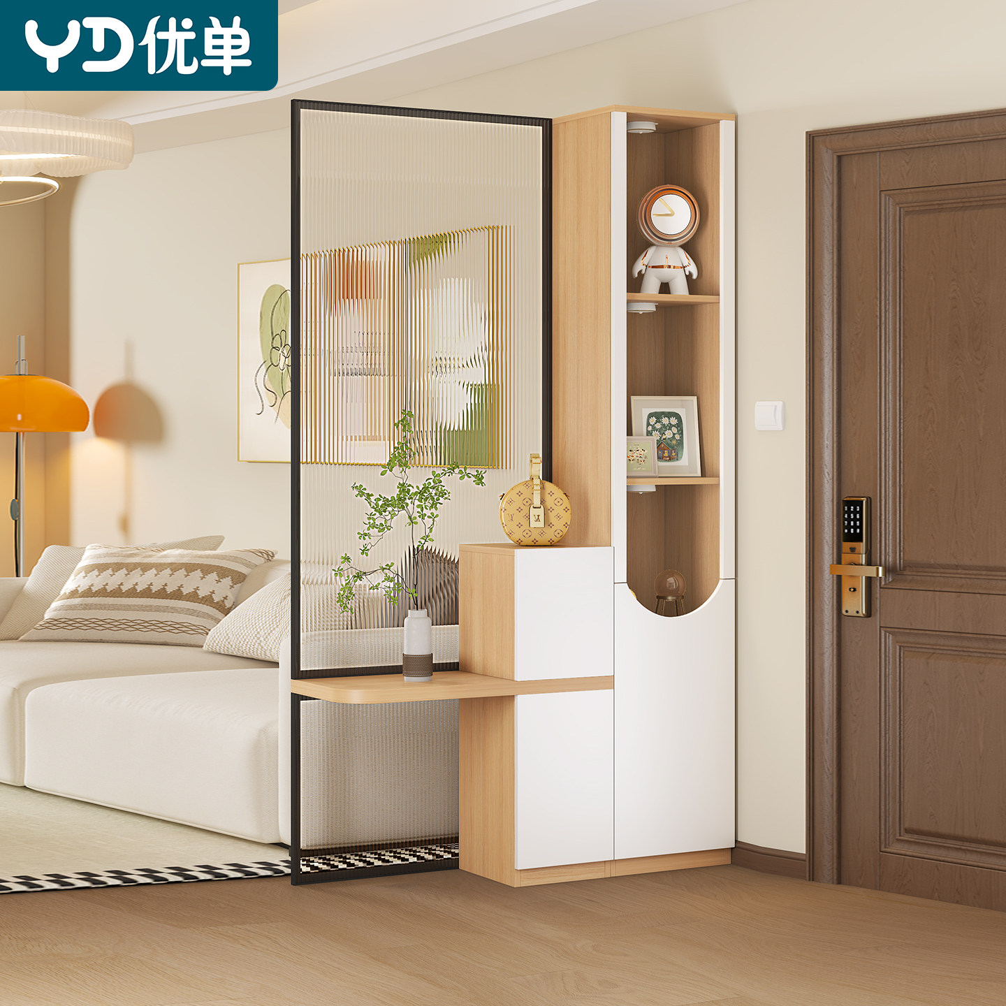 新款原木风入户玄关柜