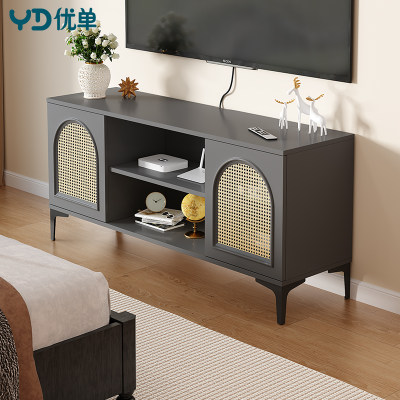 中古风多功能藤编卧室电视柜