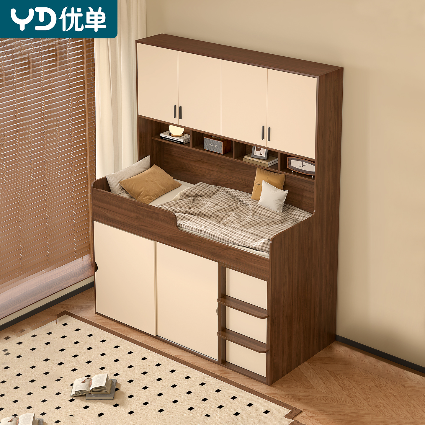 儿童高低衣柜床一体儿童房