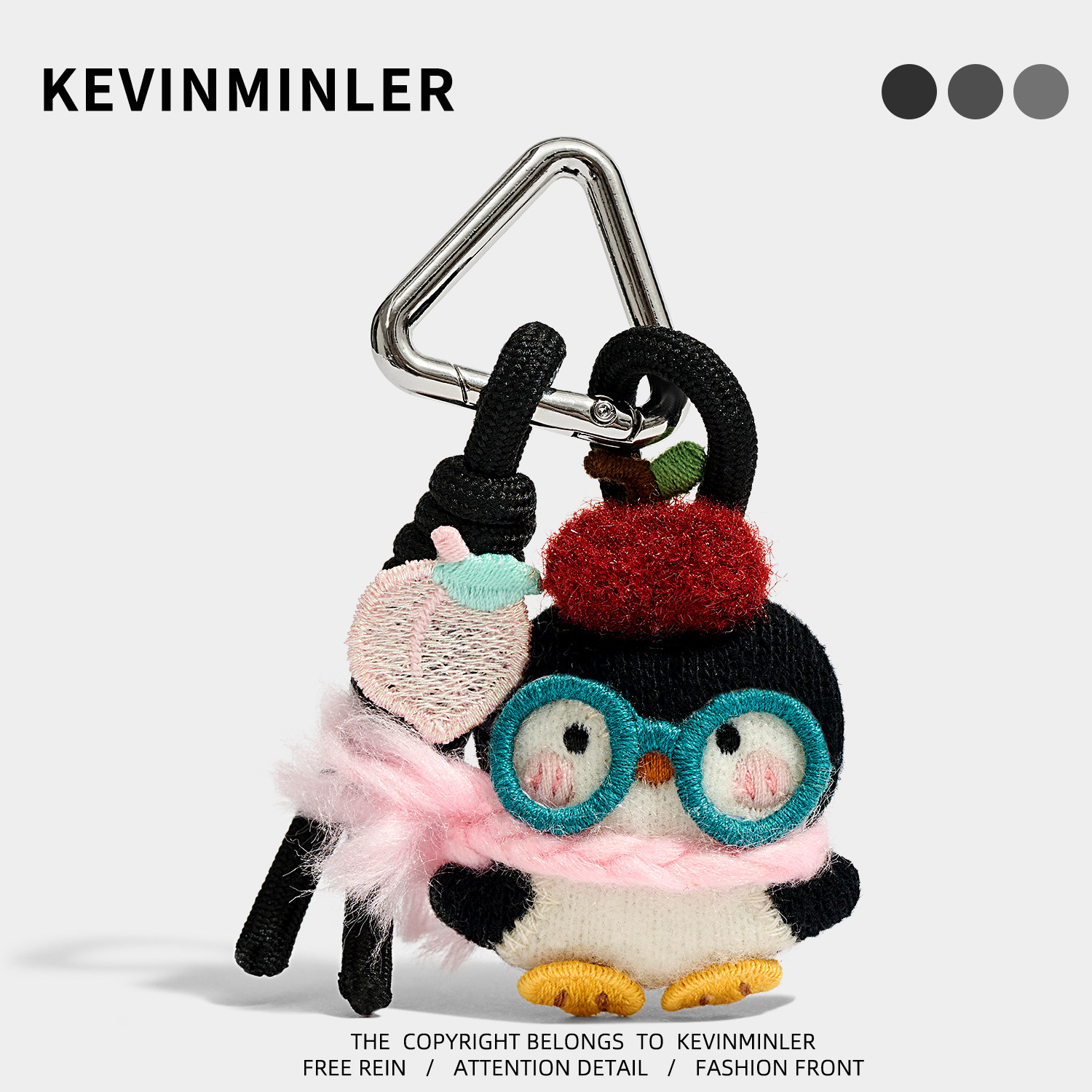 KEVINMINLER原创可爱蓝眼镜企鹅包挂件毛绒钥匙扣高级感挂饰礼物图片