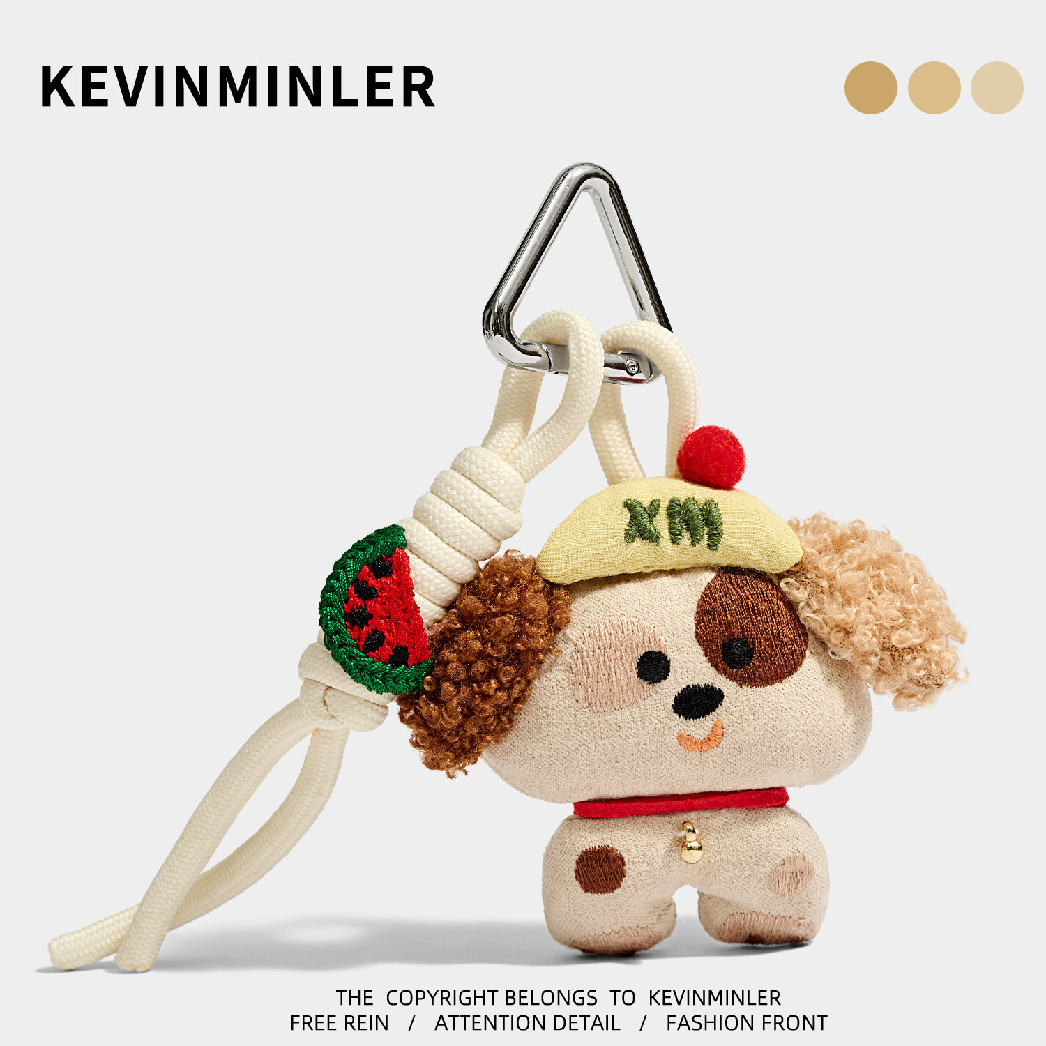KEVINMINLER原创可爱三角扣鸳鸯小狗包挂件毛绒钥匙扣高级感挂饰图片