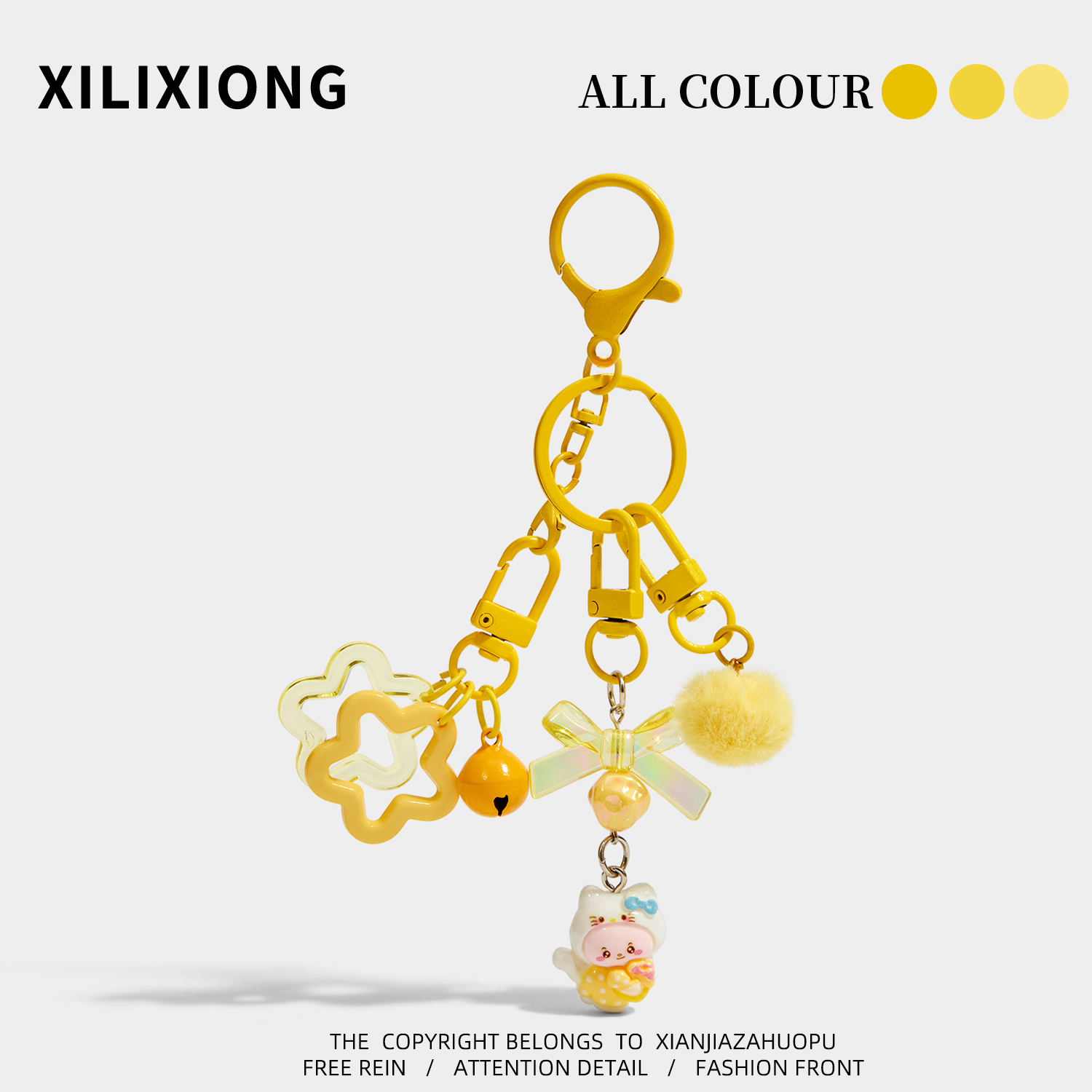XILIXIONG原创设计黄星星猫咪挂件包包挂饰情侣钥匙扣圣诞节礼物