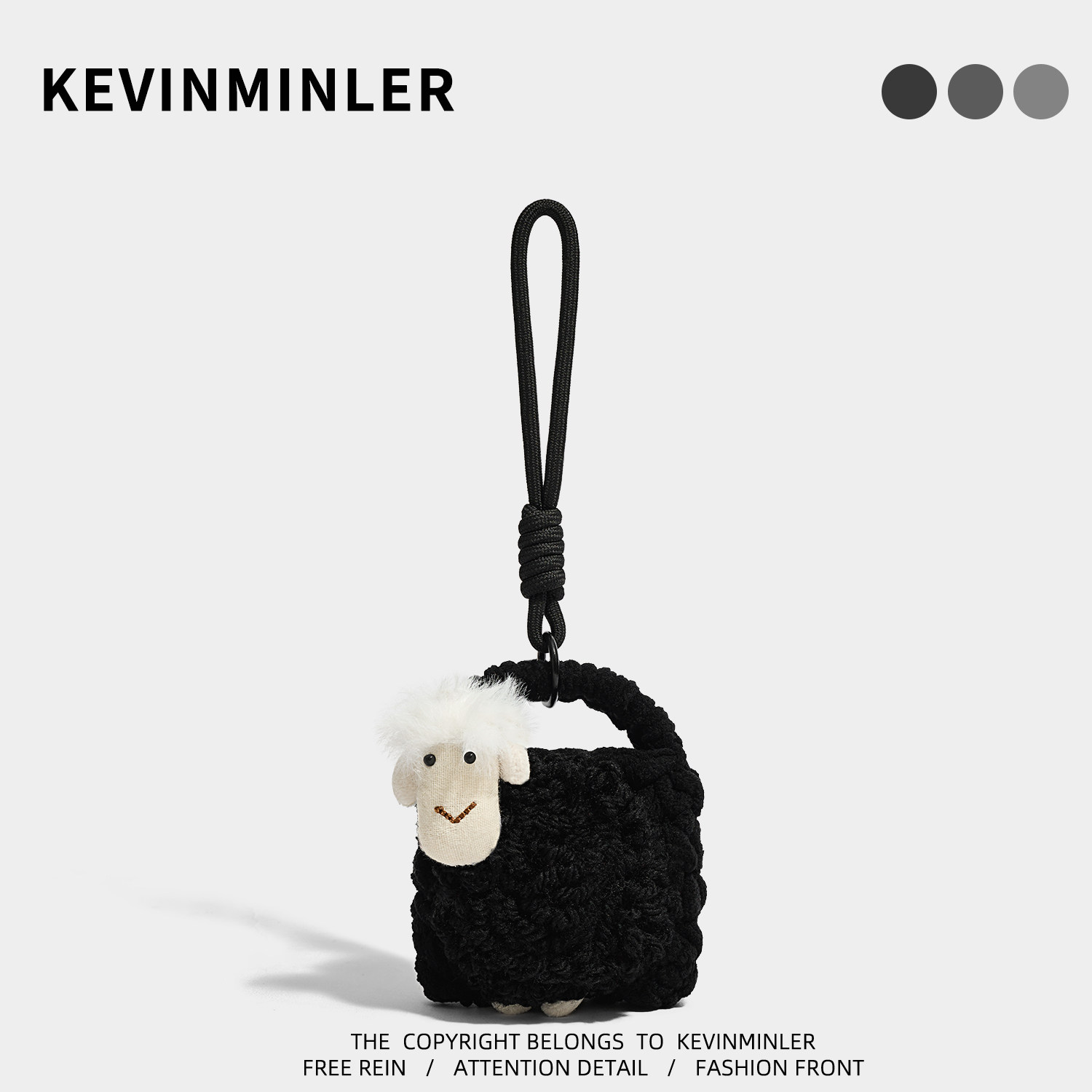 KEVINMINLER原创黑山羊针织包挂件毛线零钱包可爱耳机包收纳包