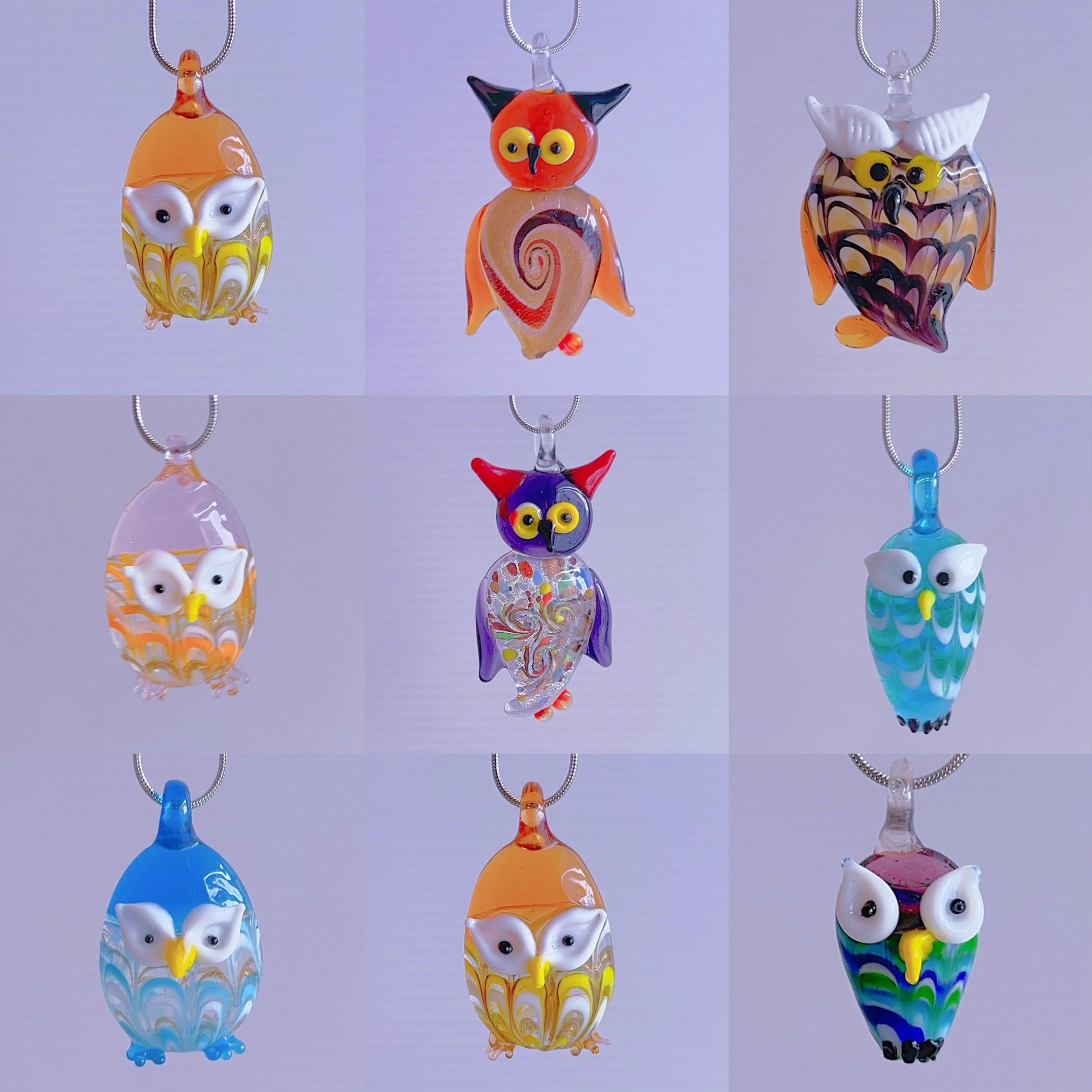 猫头鹰琉璃吊坠项链彩色串珠原创Y2K千禧风文艺复古配饰小众