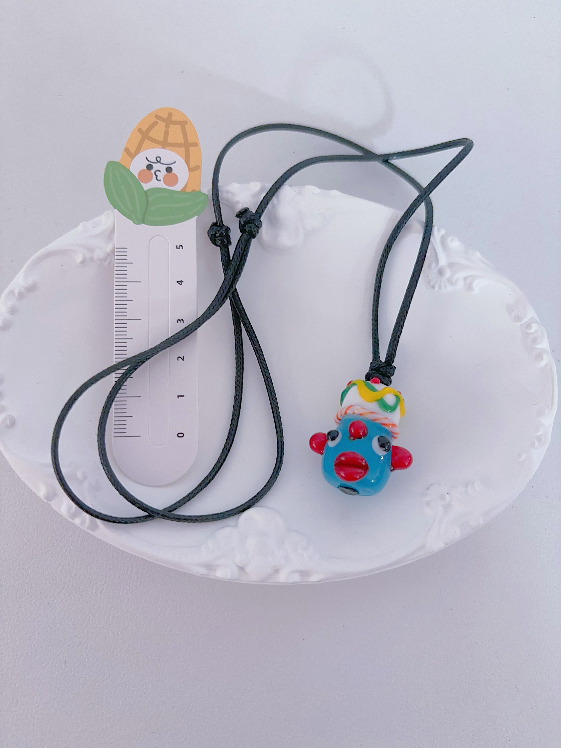 特价淄博琉璃 腓尼基守护神人面琉璃手工编织项链吊坠古着人脸珠