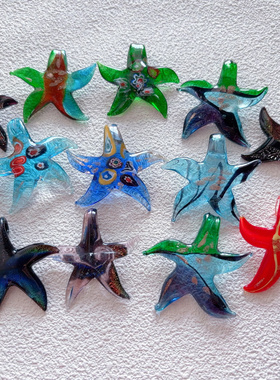 日本札幌星星中古复古幻彩纯手工金箔银箔琉璃吊坠配饰首饰收藏品