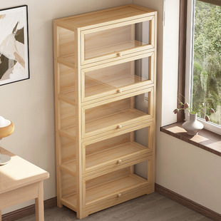 实木书柜家用书柜带柜门落地儿童置物架一体靠墙阅读亚克力书