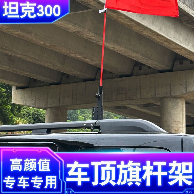 坦克300原车顶行李架旗杆支架图片