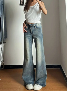 复古微喇牛仔裤女2026春秋弹力新款低腰显瘦小个子不贴腿喇叭裤子